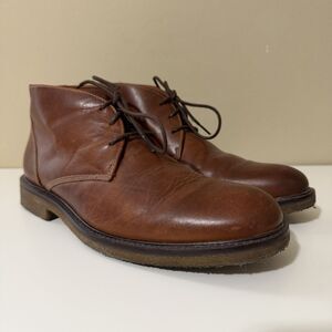 Johnston & Murphy Brown Leather Boots Mens 8.5 Chukka Lace Up Ankle Boots